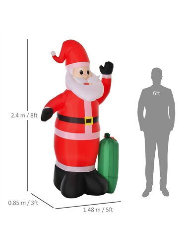 HOMCOM 7.5ft Inflatable Christmas Santa Claus with LED Air Blown Xmas Décor Holiday Outdoor Yard Decoration