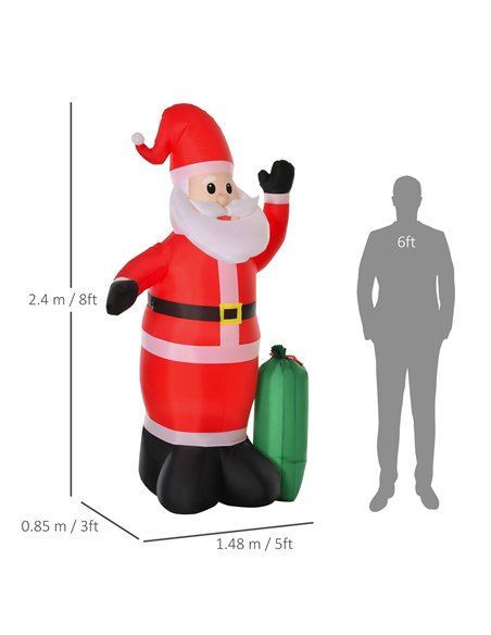HOMCOM 7.5ft Inflatable Christmas Santa Claus with LED Air Blown Xmas Décor Holiday Outdoor Yard Decoration - pic 209792 | FastDaddyshop