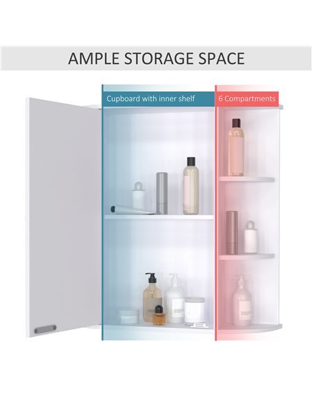 HOMCOM Wall Mounted Bathroom Cabinet with Mirror Single Door, 2-tier Inner Shelves, White - pic 20980 | FastDaddyshop