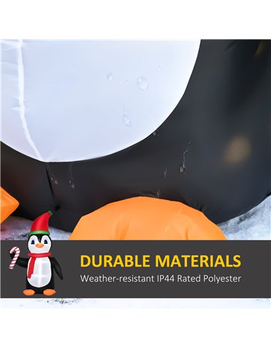 HOMCOM 8ft Inflatable Christmas Penguin Holding Candy Cane Blow Up Outdoor Decoration with LED Lights for Holiday