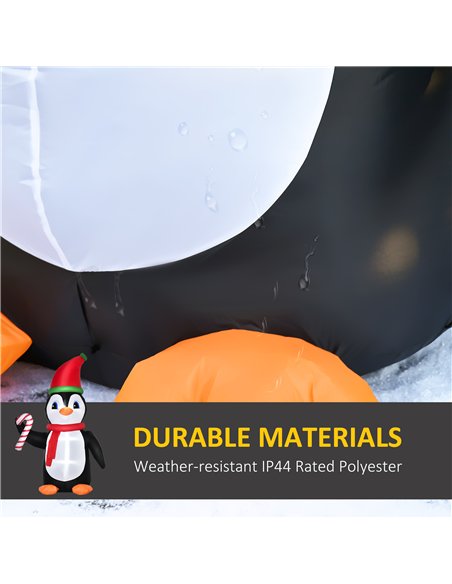 HOMCOM 8ft Inflatable Christmas Penguin Holding Candy Cane Blow Up Outdoor Decoration with LED Lights for Holiday - pic 209803 | FastDaddyshop