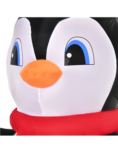 HOMCOM 8ft Inflatable Christmas Penguin Holding Candy Cane Blow Up Outdoor Decoration with LED Lights for Holiday
