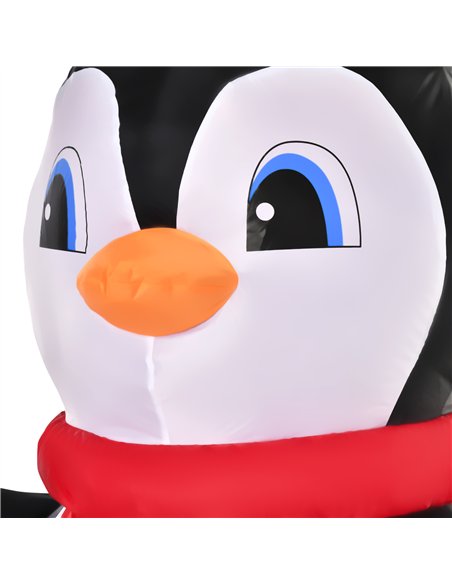 HOMCOM 8ft Inflatable Christmas Penguin Holding Candy Cane Blow Up Outdoor Decoration with LED Lights for Holiday - pic 209806 | FastDaddyshop