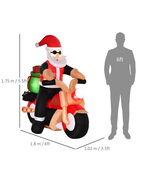 HOMCOM 5.5ft Christmas Inflatable Santa Claus Riding a Motorcycle Blow Up Decoration Xmas Décor for Garden - pic 209810 | FastDaddyshop