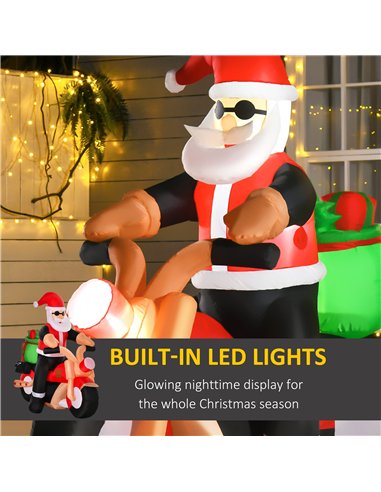 HOMCOM 5.5ft Christmas Inflatable Santa Claus Riding a Motorcycle Blow Up Decoration Xmas Décor for Garden