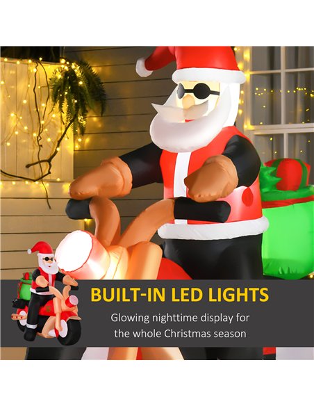 HOMCOM 5.5ft Christmas Inflatable Santa Claus Riding a Motorcycle Blow Up Decoration Xmas Décor for Garden - pic 209811 | FastDaddyshop