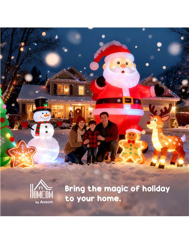 HOMCOM 5.5ft Christmas Inflatable Santa Claus Riding a Motorcycle Blow Up Decoration Xmas Décor for Garden