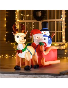 HOMCOM 6.5ft Christmas Inflatable Santa Claus on Sleigh Deer, LED Lighted for Home Indoor Outdoor Garden Lawn Decoration Party P 2