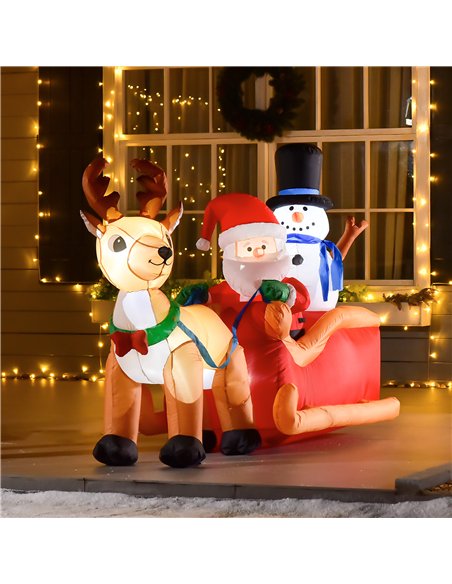 HOMCOM 6.5ft Christmas Inflatable Santa Claus on Sleigh Deer, LED Lighted for Home Indoor Outdoor Garden Lawn Decoration Party P - pic 209818 | FastDaddyshop