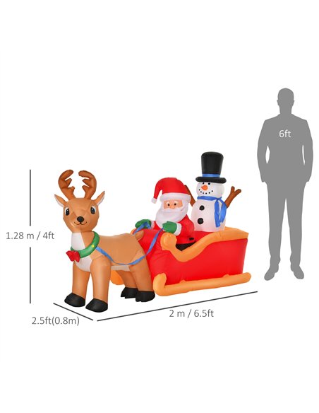 HOMCOM 6.5ft Christmas Inflatable Santa Claus on Sleigh Deer, LED Lighted for Home Indoor Outdoor Garden Lawn Decoration Party P - pic 209819 | FastDaddyshop