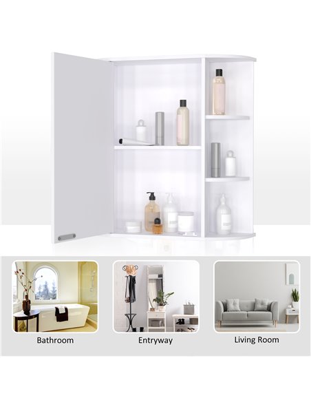 HOMCOM Wall Mounted Bathroom Cabinet with Mirror Single Door Storage Organizer 2-tier Inner Shelves White - pic 20982 | FastDaddyshop