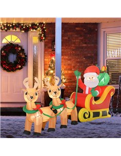 HOMCOM 8ft Christmas Inflatable Santa Claus on Sleigh, LED Lighted for Home Indoor Outdoor Garden Lawn Decoration Party Prop 2