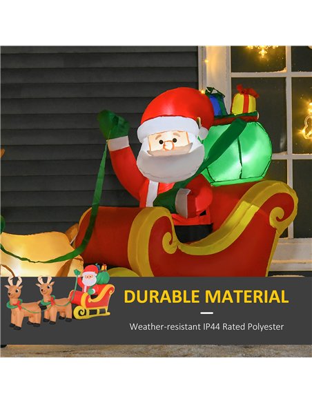 HOMCOM 8ft Christmas Inflatable Santa Claus on Sleigh, LED Lighted for Home Indoor Outdoor Garden Lawn Decoration Party Prop - pic 209830 | FastDaddyshop