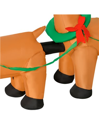 HOMCOM 8ft Christmas Inflatable Santa Claus on Sleigh, LED Lighted for Home Indoor Outdoor Garden Lawn Decoration Party Prop