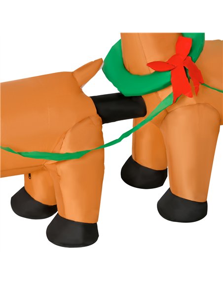 HOMCOM 8ft Christmas Inflatable Santa Claus on Sleigh, LED Lighted for Home Indoor Outdoor Garden Lawn Decoration Party Prop - pic 209833 | FastDaddyshop