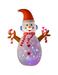 HOMCOM 8ft Christmas Inflatable Snowman with Candy, Rotating Lighted for Home Indoor Outdoor Garden Lawn Decoration Party Prop