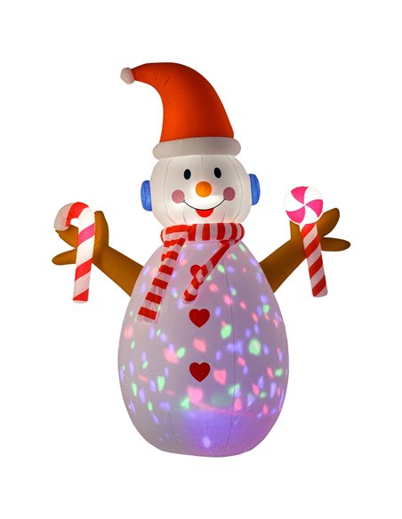 HOMCOM 8ft Christmas Inflatable Snowman with Candy, Rotating Lighted for Home Indoor Outdoor Garden Lawn Decoration Party Prop - pic 209835 | FastDaddyshop