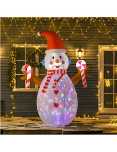HOMCOM 8ft Christmas Inflatable Snowman with Candy, Rotating Lighted for Home Indoor Outdoor Garden Lawn Decoration Party Prop 2