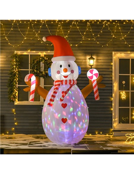 HOMCOM 8ft Christmas Inflatable Snowman with Candy, Rotating Lighted for Home Indoor Outdoor Garden Lawn Decoration Party Prop - pic 209836 | FastDaddyshop