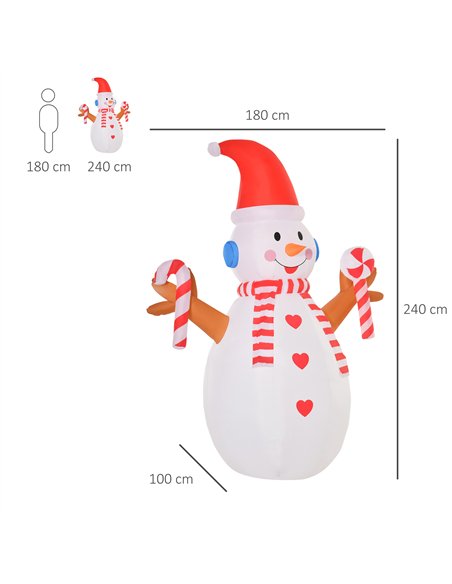 HOMCOM 8ft Christmas Inflatable Snowman with Candy, Rotating Lighted for Home Indoor Outdoor Garden Lawn Decoration Party Prop - pic 209837 | FastDaddyshop