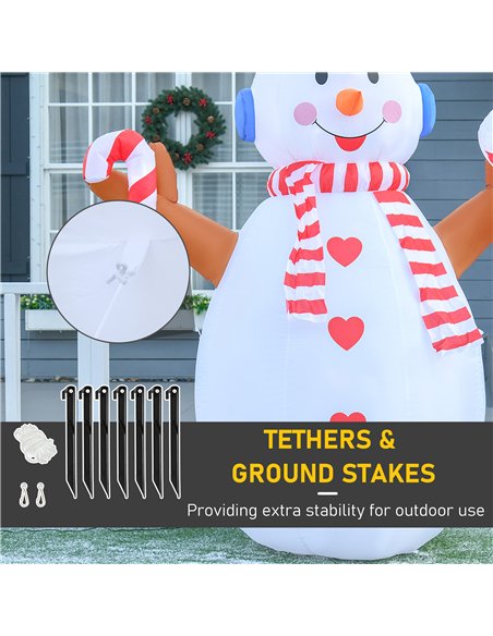 HOMCOM 8ft Christmas Inflatable Snowman with Candy, Rotating Lighted for Home Indoor Outdoor Garden Lawn Decoration Party Prop - pic 209841 | FastDaddyshop