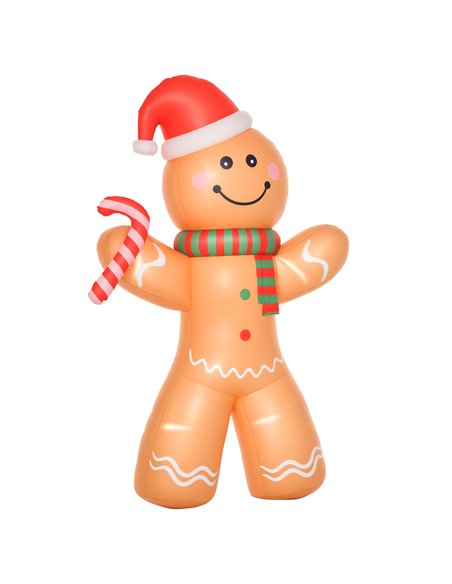 HOMCOM 8ft Christmas Inflatable Gingerbread Man, Lighted Blow Up Yard Decor Indoor Outdoor Garden Lawn Party Prop - pic 209844 | FastDaddyshop