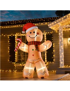 HOMCOM 8ft Christmas Inflatable Gingerbread Man, Lighted Blow Up Yard Decor Indoor Outdoor Garden Lawn Party Prop 2
