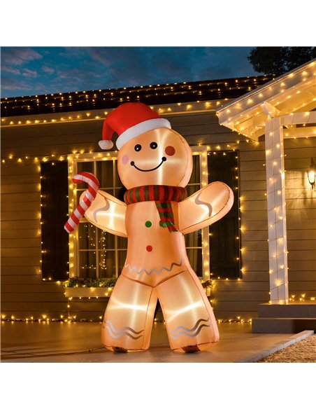 HOMCOM 8ft Christmas Inflatable Gingerbread Man, Lighted Blow Up Yard Decor Indoor Outdoor Garden Lawn Party Prop - pic 209845 | FastDaddyshop