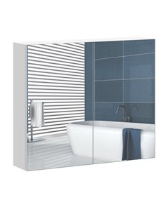 HOMCOM Bathroom Wall Mounted Double Doors Storage Cabinet, White