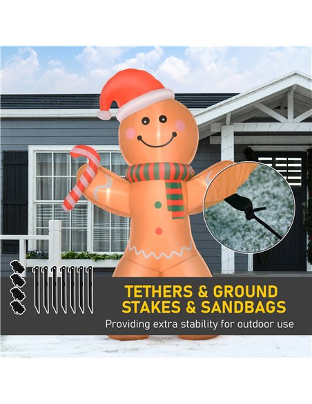 HOMCOM 8ft Christmas Inflatable Gingerbread Man, Lighted Blow Up Yard Decor Indoor Outdoor Garden Lawn Party Prop - pic 209850 | FastDaddyshop