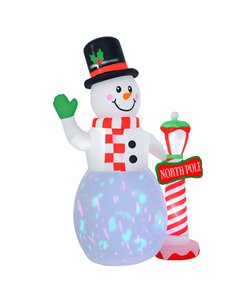 HOMCOM 8ft Tall Christmas Inflatable Snowman with Street Lamp, Lighted for Home Indoor Outdoor Garden Lawn Decoration Party Prop