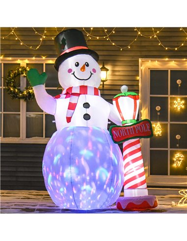 HOMCOM 8ft Tall Christmas Inflatable Snowman with Street Lamp, Lighted for Home Indoor Outdoor Garden Lawn Decoration Party Prop