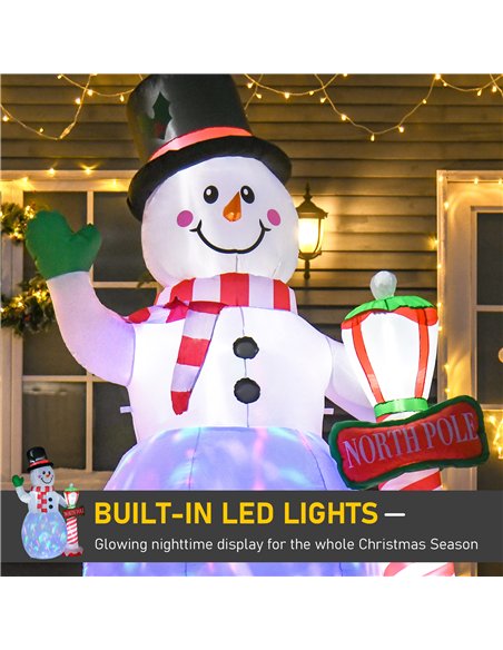 HOMCOM 8ft Tall Christmas Inflatable Snowman with Street Lamp, Lighted for Home Indoor Outdoor Garden Lawn Decoration Party Prop - pic 209856 | FastDaddyshop