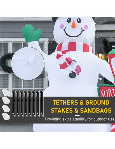 HOMCOM 8ft Tall Christmas Inflatable Snowman with Street Lamp, Lighted for Home Indoor Outdoor Garden Lawn Decoration Party Prop
