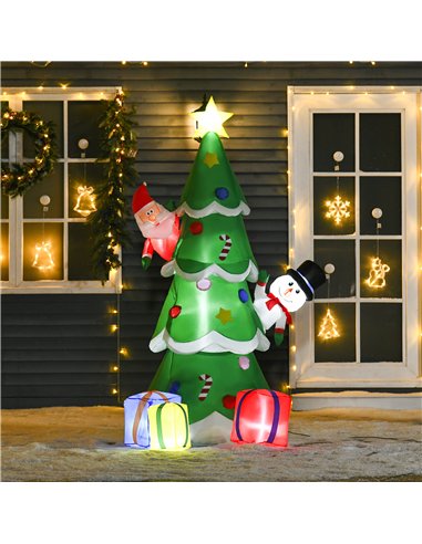 HOMCOM 7FT Christmas Inflatable Tree LED Lighted for Indoor Outdoor Decoration