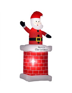 HOMCOM 7ft Christmas Inflatable Santa Claus from Chimney, Blow-Up Outdoor LED Garden Display for Lawn, Party