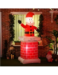 HOMCOM 7ft Christmas Inflatable Santa Claus from Chimney, Blow-Up Outdoor LED Garden Display for Lawn, Party 2