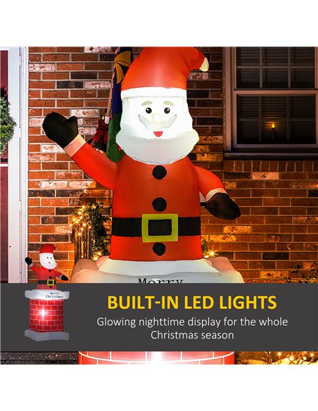 HOMCOM 7ft Christmas Inflatable Santa Claus from Chimney, Blow-Up Outdoor LED Garden Display for Lawn, Party - pic 209874 | FastDaddyshop
