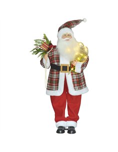HOMCOM 120cm Animated Santa Claus Figure, with Sound and Lights - Red/Green