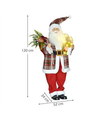 HOMCOM 120cm Animated Santa Claus Figure, with Sound and Lights - Red/Green