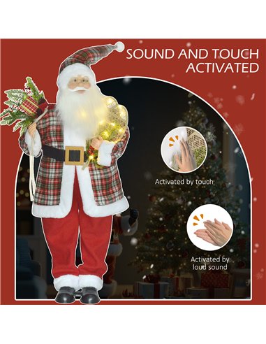 HOMCOM 120cm Animated Santa Claus Figure, with Sound and Lights - Red/Green