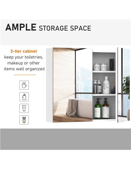 HOMCOM Bathroom Wall Mounted Double Doors Storage Cabinet, White - pic 20989 | FastDaddyshop