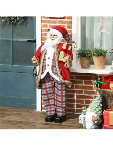 HOMCOM 120cm Animated Santa Claus Figure, with Sound - Red