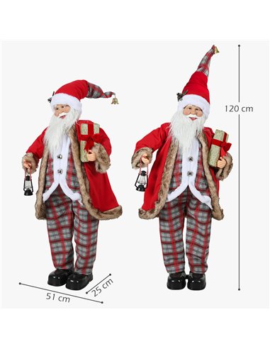 HOMCOM 120cm Animated Santa Claus Figure, with Sound - Red