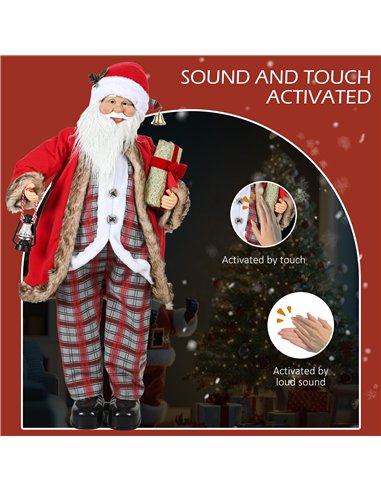 HOMCOM 120cm Animated Santa Claus Figure, with Sound - Red