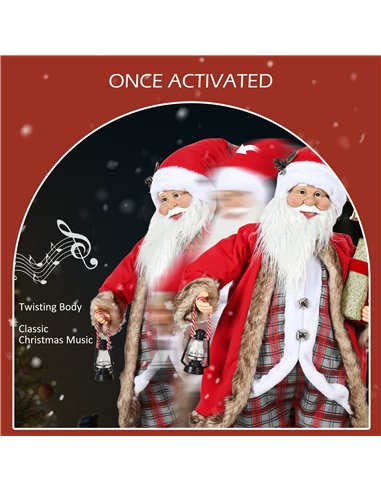 HOMCOM 120cm Animated Santa Claus Figure, with Sound - Red