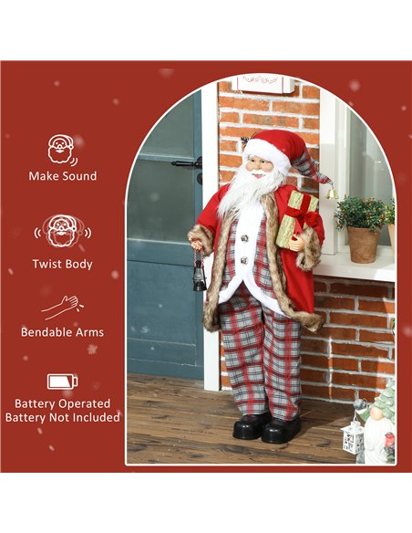 HOMCOM 120cm Animated Santa Claus Figure, with Sound - Red - pic 209894 | FastDaddyshop