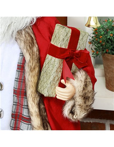 HOMCOM 120cm Animated Santa Claus Figure, with Sound - Red