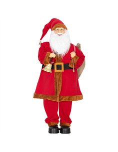 HOMCOM 4ft Singing Santa Claus Figure with with Waving Head- Red