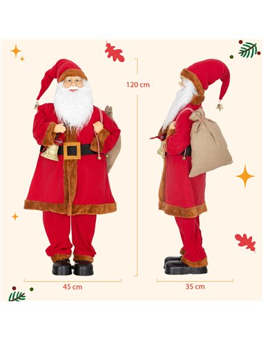 HOMCOM 4ft Singing Santa Claus Figure with with Waving Head- Red